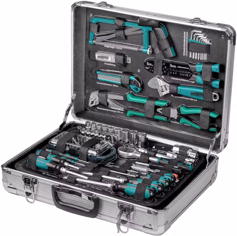Set di utensili Brüder Mannesmann da 124 pezzi in valigetta di alluminio M29072