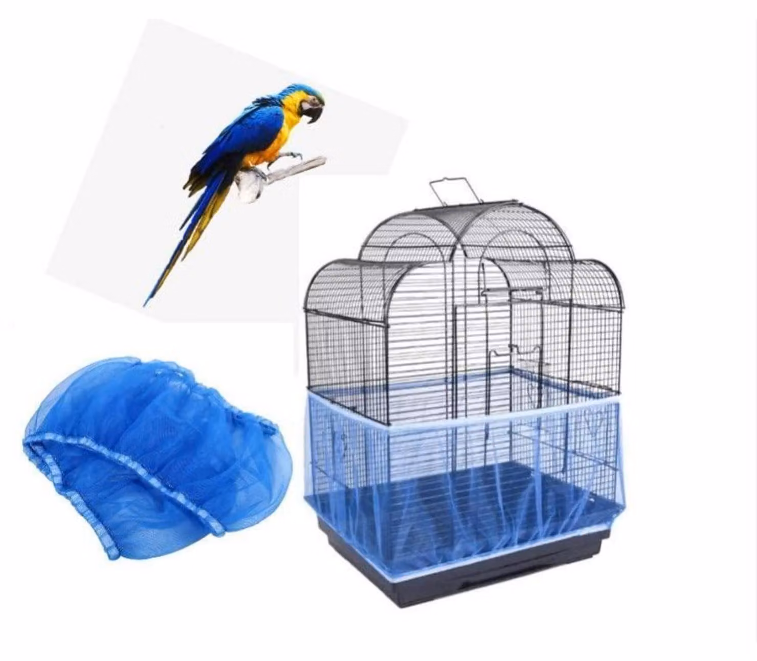 Copertura per gabbia per uccelli in nylon, traspirante, di colore blu