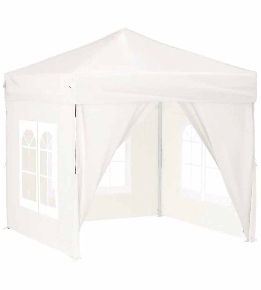 vidaXL Tenda per Feste Pieghevole con Pareti Laterali con Finestra Beige e Bianco – 2