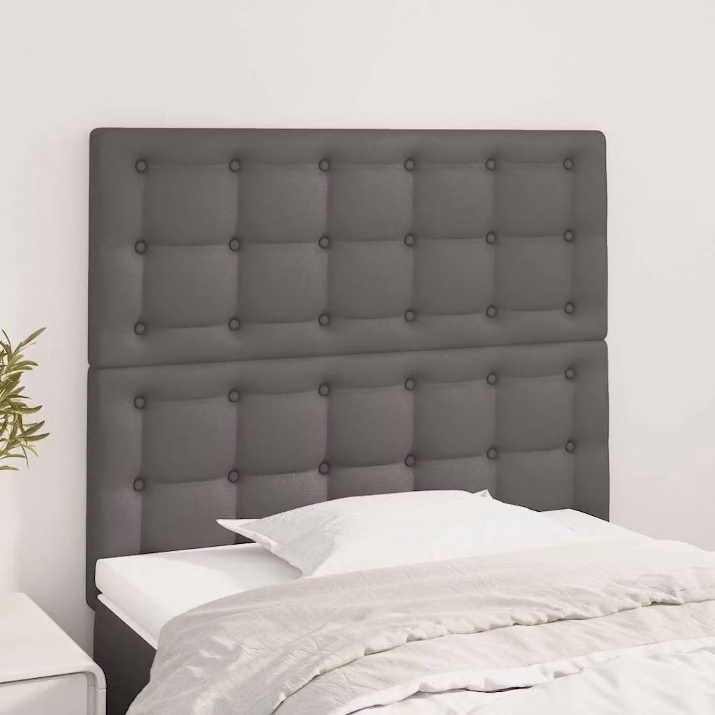 Testiera per letto vidaXL in similpelle grigia con struttura in legno, L: 80 cm, P: 5 cm, H: 118-128 cm