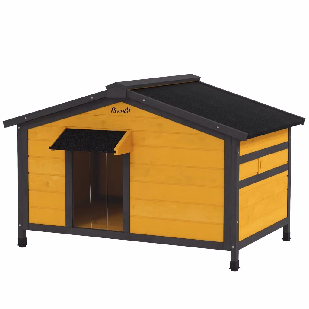 Casetta per cani Minimal in legno di abete naturale con tetto rimovibile e pavimento rialzato L 97 cm x P 72 cm x H 65 cm – 2