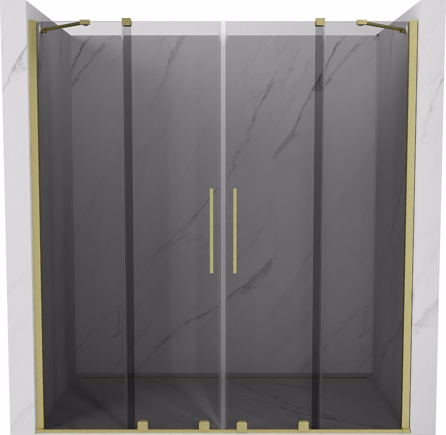 Mexen Velar Duo porte doccia scorrevoli 170 cm, grafite, dorato spazzolato - 871-170-000-42-55