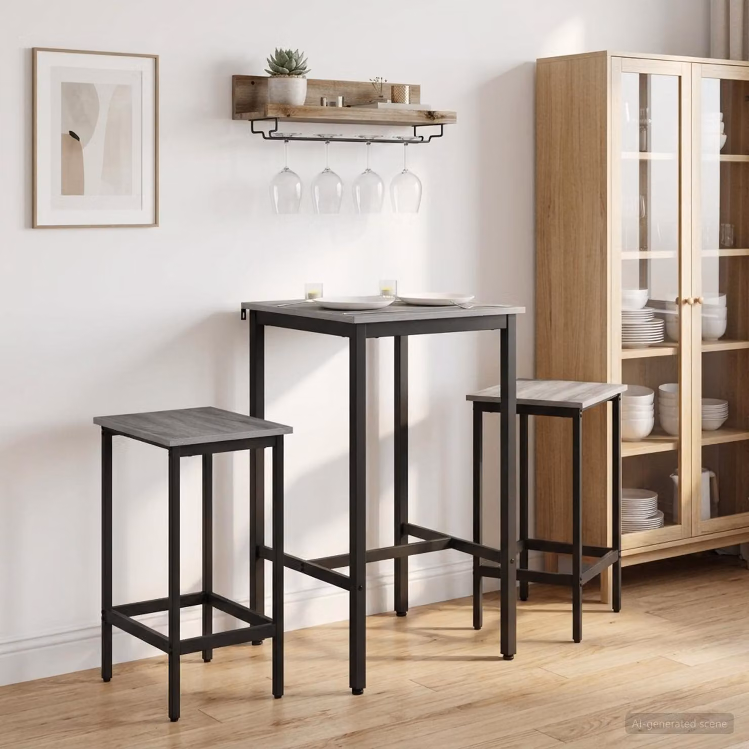 Set di 2 sgabelli da bar vidaXL in stile moderno, colore grigio, L 40 cm x P 32 cm x H 64 cm