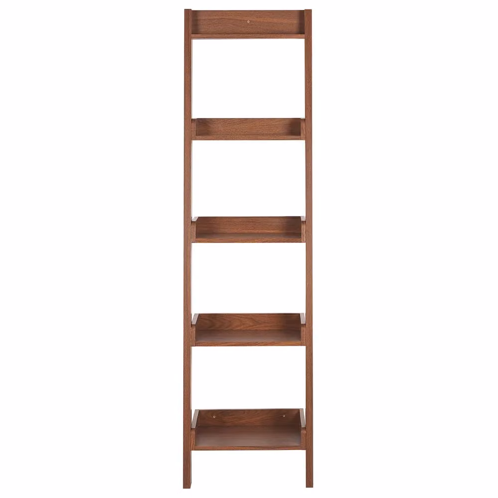 Libreria a scala BELIANI in legno color noce con 4 ripiani, stile moderno per soggiorno o ufficio, H: 169 cm, L: 43 cm, P: 45 cm – 2