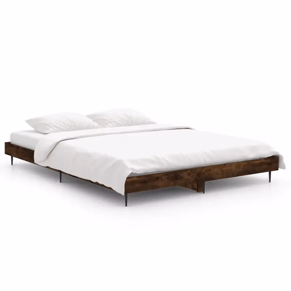 Giroletto senza materasso vidaXL in legno e metallo, Rovere Fumo, L 140 cm x P 190 cm – 2