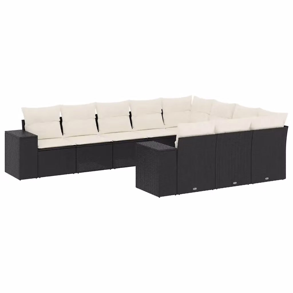 vidaXL Set Divani da Giardino 10 Pezzi in Polyrattan Nero con Cuscini Imbottiti e Rivestimenti Rimovibili – 2