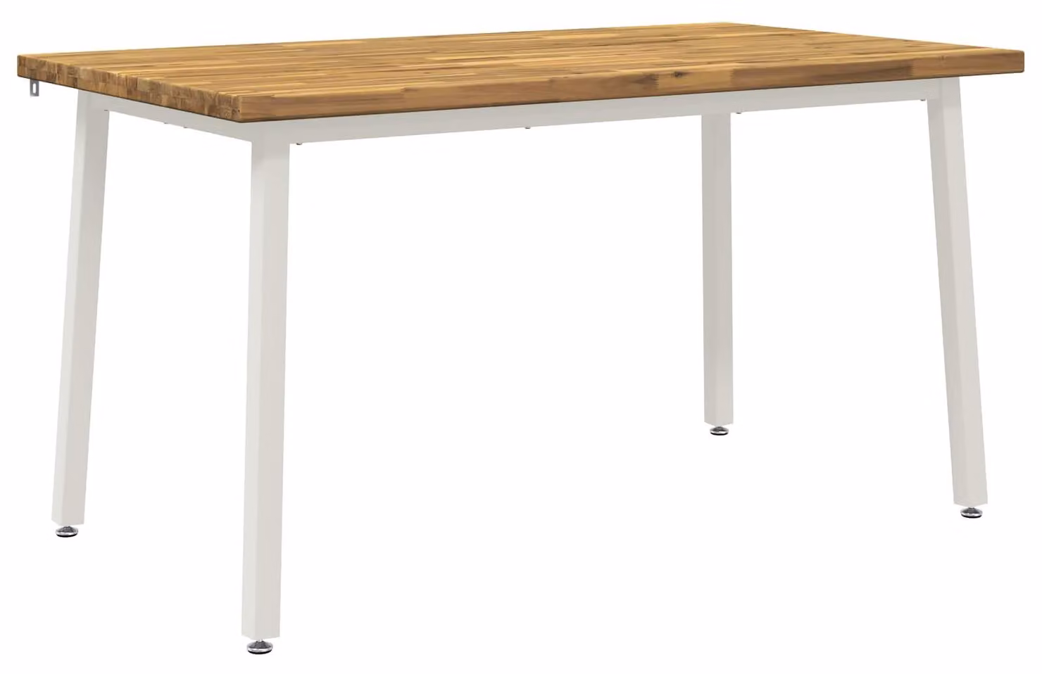 140 x 70 x 75 cm. Struttura in legno massello di acacia, finitura bianca, angoli retti