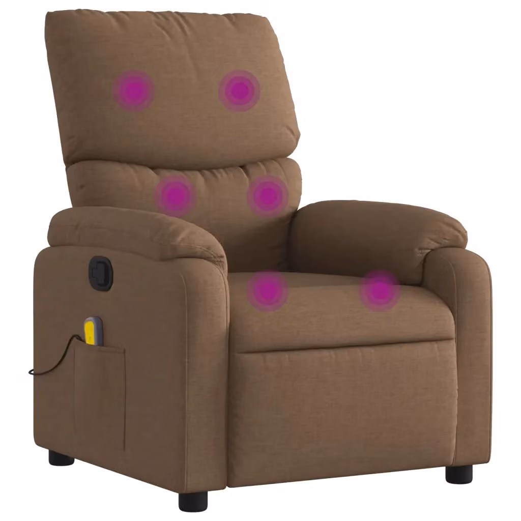 Poltrona Reclinabile Relax vidaXL in Tessuto Marrone con Braccioli e Struttura in Legno e Metallo – 2