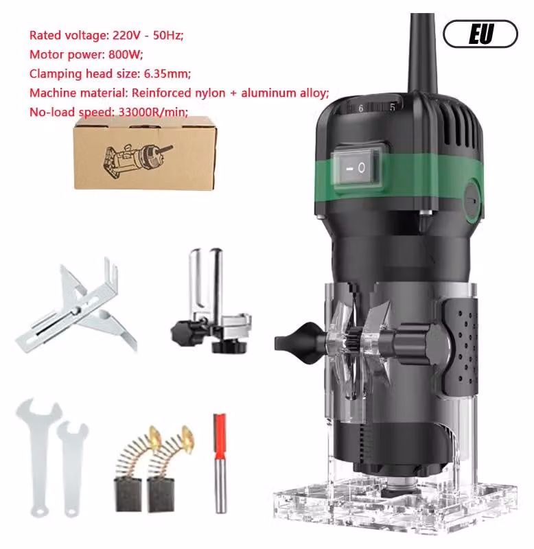 Fresatrice a colonna elettrica - Modello E 800 W - 30000 giri/min - Mandrino con attacco da 6,35 mm - Lavorazione del legno - Fresatura - Incisione