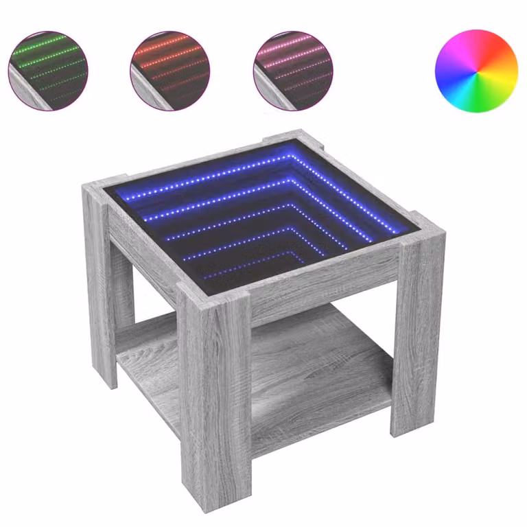 Tavolino Salotto con LED Grigio Sonoma 53x53x45 cm Multistrato