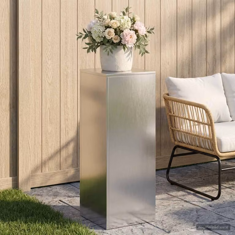 vidaXL Supporto per piante in metallo argento per giardino e balcone L/P/H: 30 x 30 x 80 cm