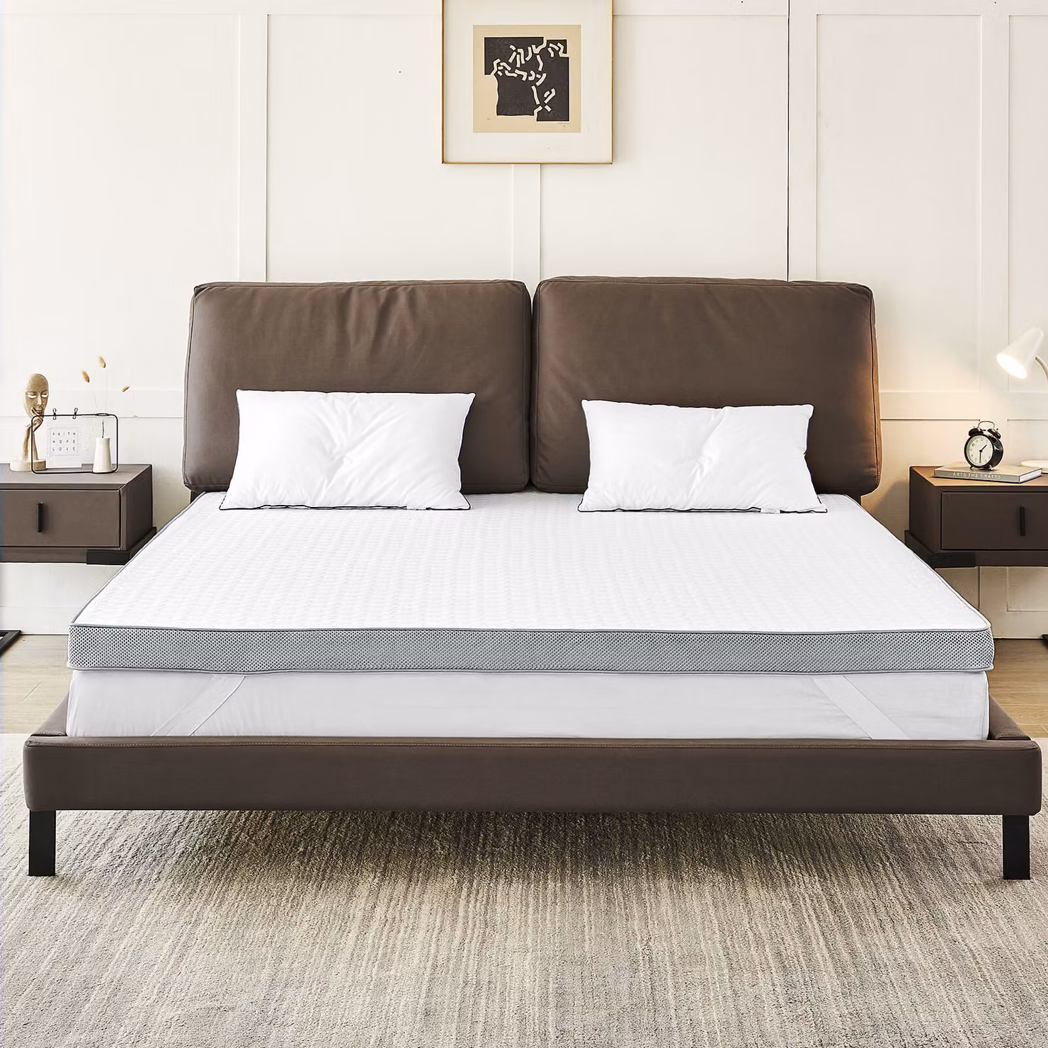 Topper per materasso 180x200cm, topper in gel memory da 7,5 cm con schiuma comfort CertiPUR-US, topper per materasso delicato per la pelle per letto a molle insacchettate, divano