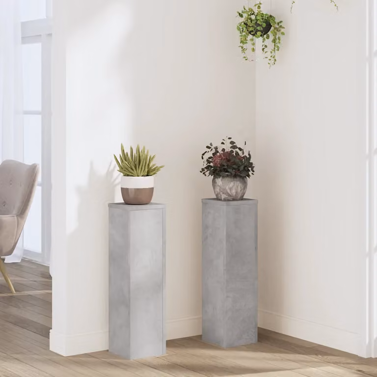 Set di 2 supporti per piante vidaXL in stile minimalista, colore grigio, L/P/H: 17 x 17 x 60 cm