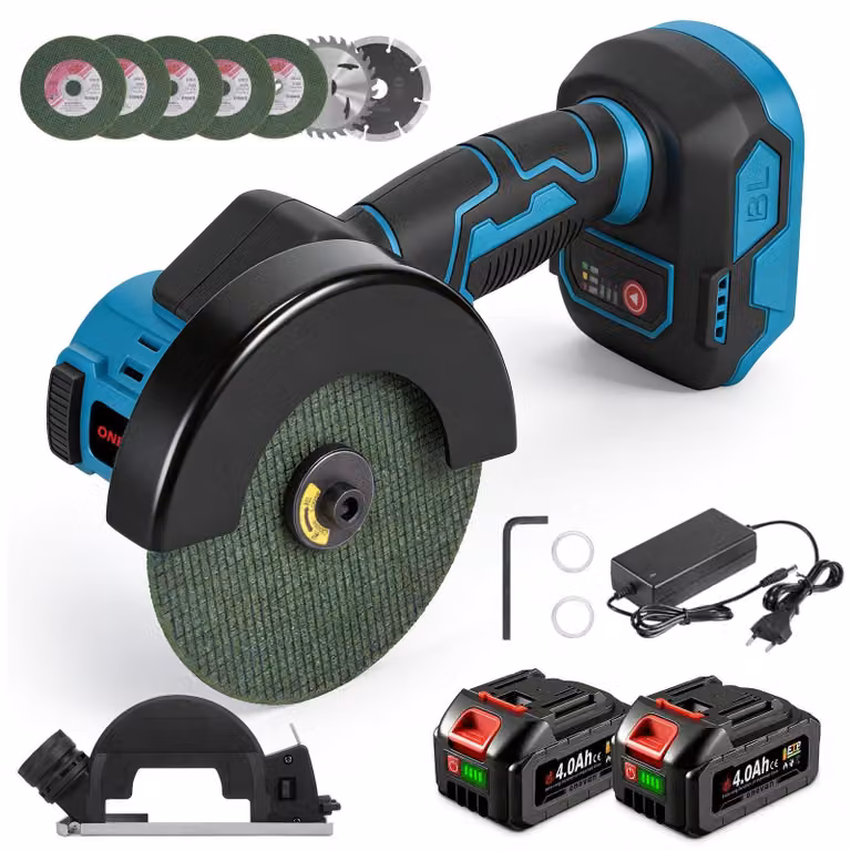 Smerigliatrice angolare elettrica da 10,2 cm, motore brushless, batteria da 2x4 mAh, 900 W