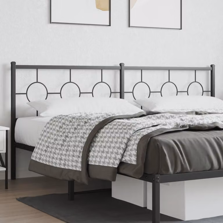 Testiera di ricambio vidaXL in metallo nero laccato con design geometrico classico, Larghezza: 206 cm