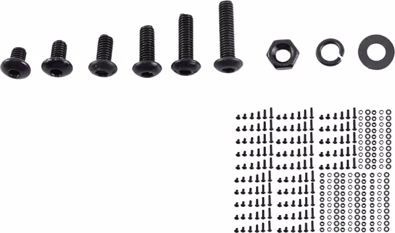 Viti con esagono incassato M3 nere in acciaio legato, bulloni e dadi, assortimento di rondelle (testa semitonda)