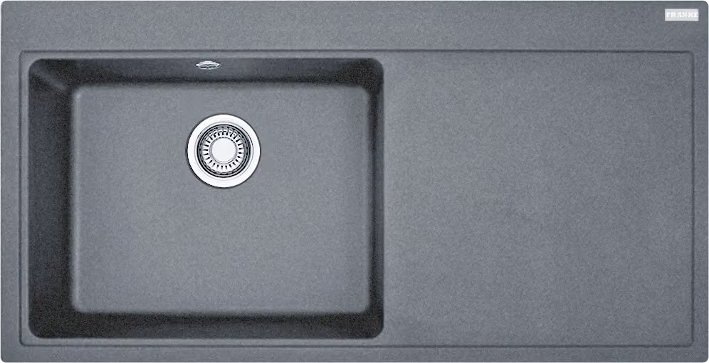 Lavello FRANKE MYTHOS MTG 611 in STONE GREY con vasca a sinistra e valvola a pulsante / Dimensioni del foro 980 x 495 mm / Lavello da incasso / Lavello in granito