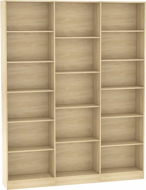 Libreria HOMCOM a 6 livelli con 17 scomparti e ripiani regolabili, Rovere, L: 149 cm, P: 23,6 cm, H: 188 cm