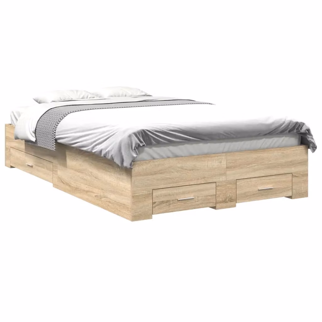 Struttura letto moderna vidaXL in legno ingegnerizzato marrone L: 120 cm, P: 200 cm, H: 32 cm – 2