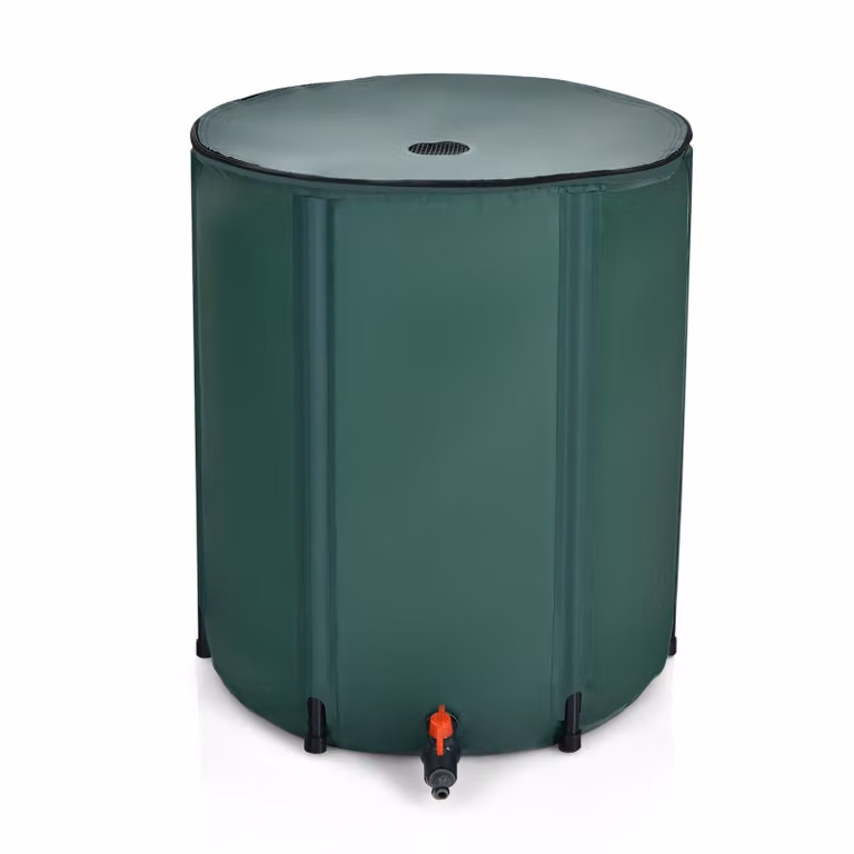 COSTWAY 200L barile per acqua piovana con valvola di troppopieno, barile pieghevole per acqua piovana, serbatoio per acqua piovana in PVC, serbatoio per acqua piovana 60x60x70cm