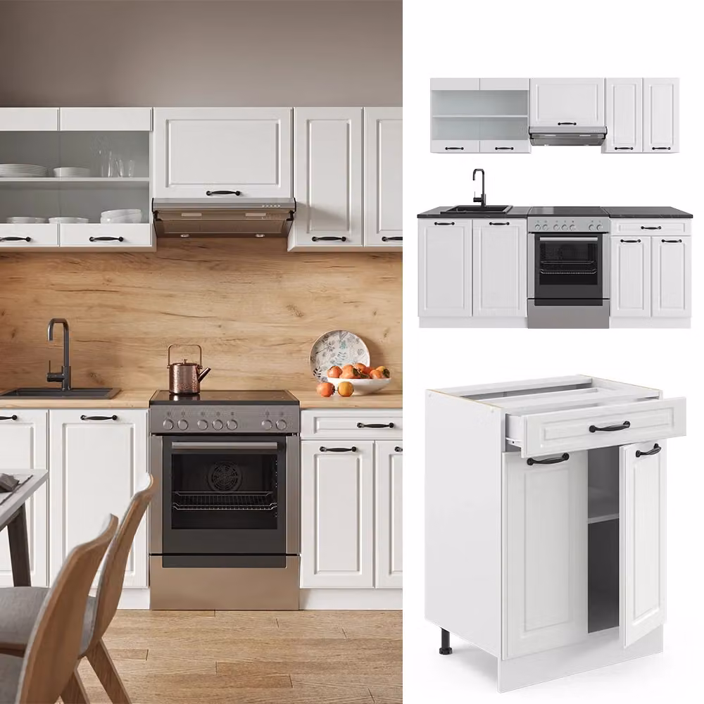 Cucina componibile R-Line Vicco Bianco rustico con piano Antracite, L: 200 cm – 2