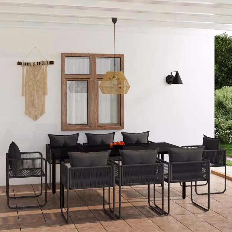 Maison Exclusive - Set da pranzo da giardino 9 pezzi nero