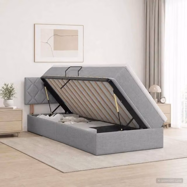 Letto con contenitore e materasso Grigio Chiaro 90 x 190 cm 3458652