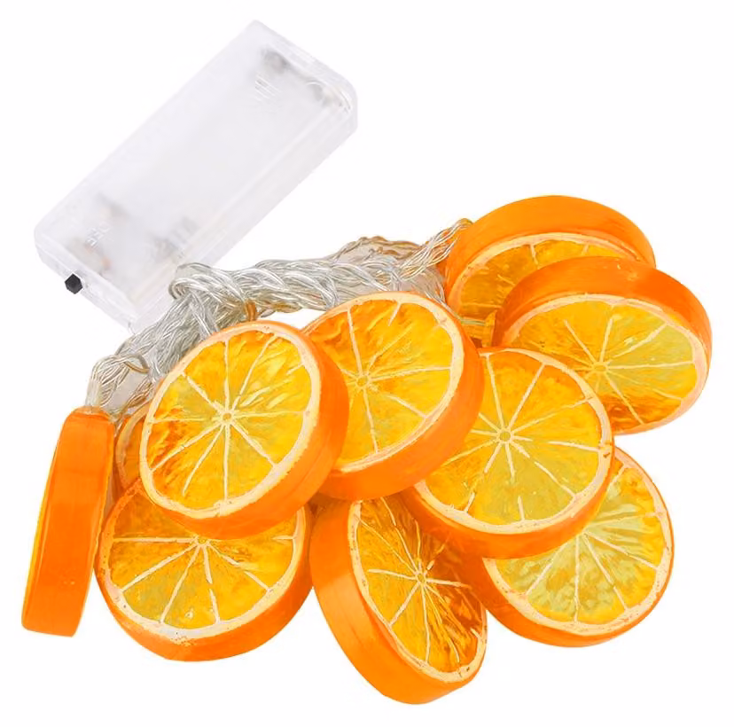 Ghirlanda luminosa da 1,5 m con 10 LED, lampada natalizia da giardino, decorazione per feste (arancione)