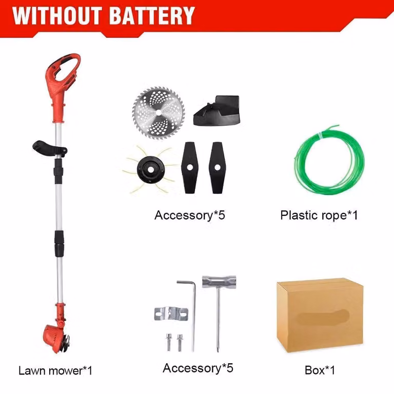 Tagliaerba elettrico - Attrezzo per rifiniture - Forbice da potatura - Spazzola per diserbo elettrica - Tagliabordi - 10 pollici - Batteria 18V