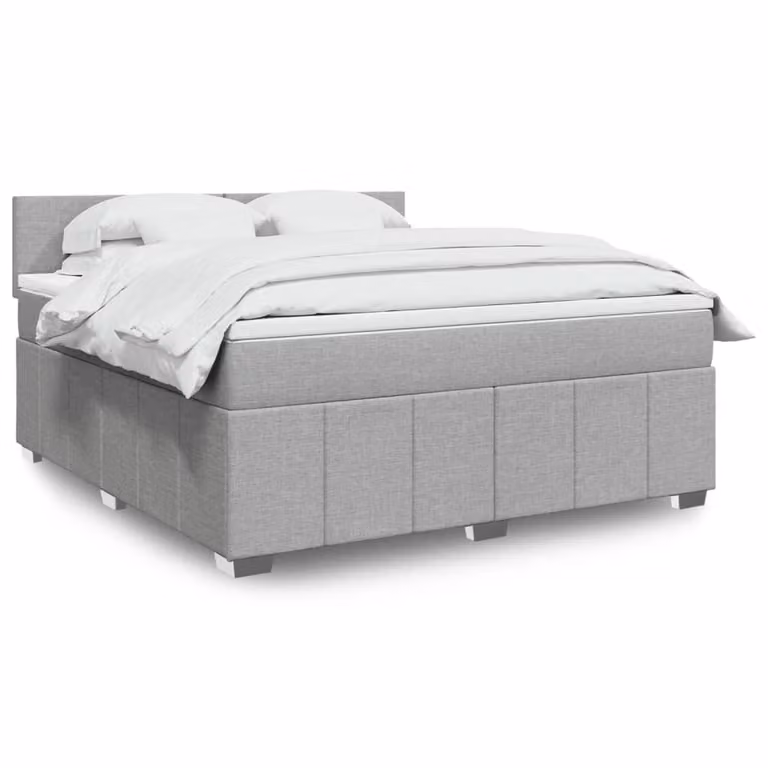 vidaXL Giroletto a Molle Ibrido con Materasso in Tessuto Grigio e Bianco L/P/H: 180 x 200 cm