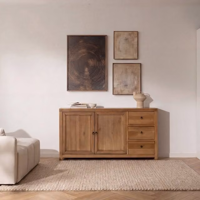 Banak Sedia in Legno e Metallo Stile Rustico Colore Beige e Marrone