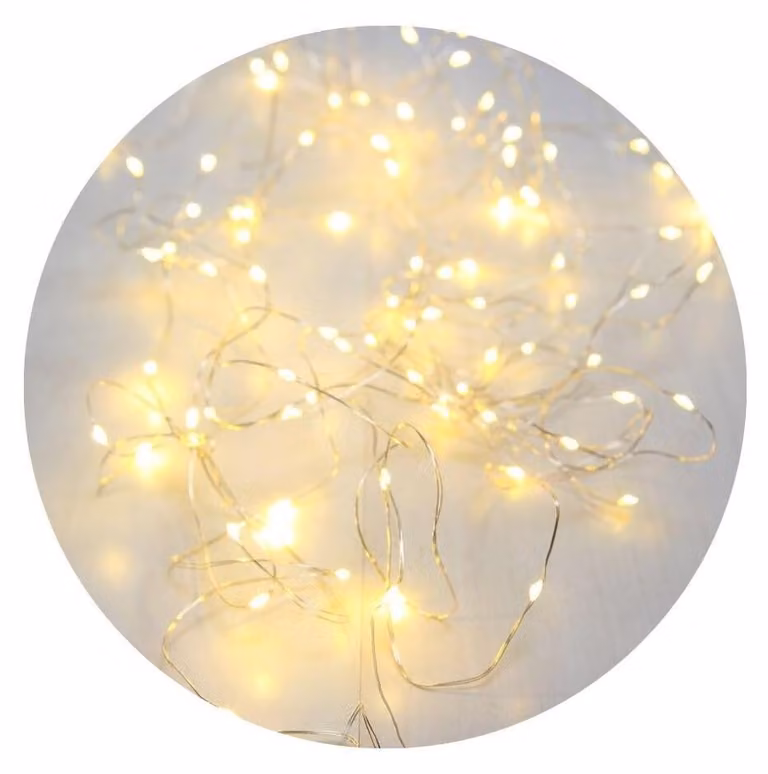 Catena luminosa a LED, 9,9 metri, color argento, grado di protezione IP20, per uso interno