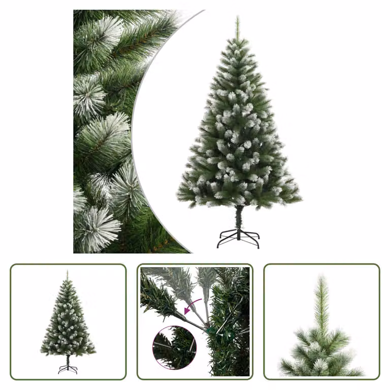 The Living Store Albero di Natale Artificiale Pieghevole Coperto di Neve 210 cm