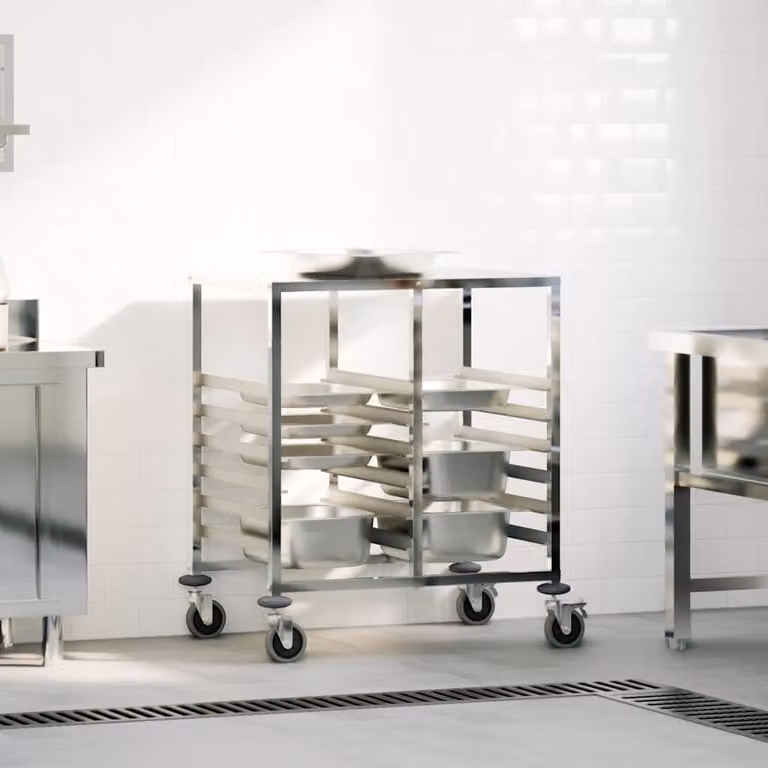vidaXL Carrello Portateglie con 12 Contenitori GN, Colore Argento, L 75 cm x P 55 cm x H 87 cm