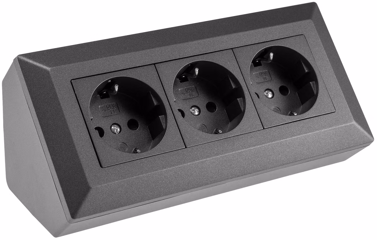 Blocco presa a 3 vie ChiliTec, antracite 250V~/ 16A, montaggio a parete