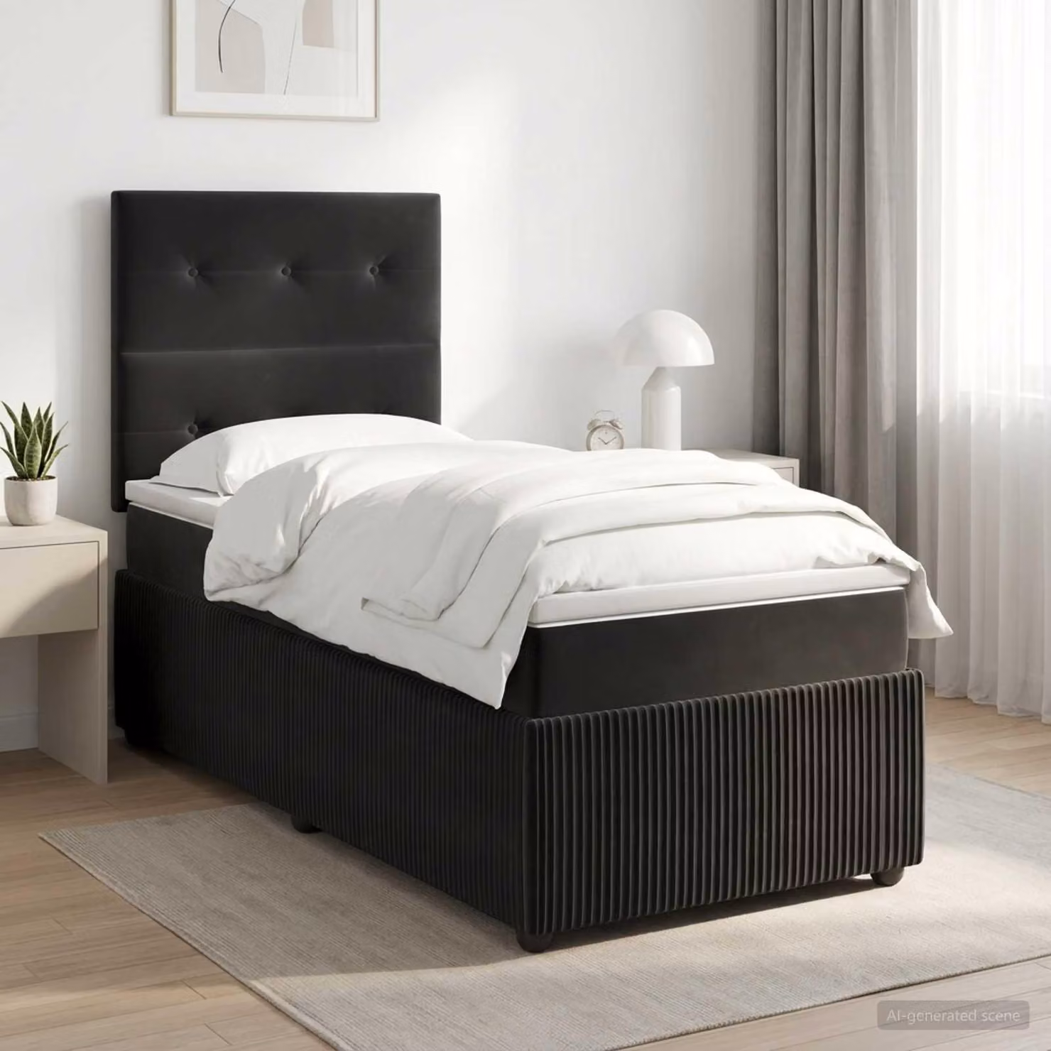 Maison Exclusive - Letto boxspring con materasso nero 90 x 200 cm velluto