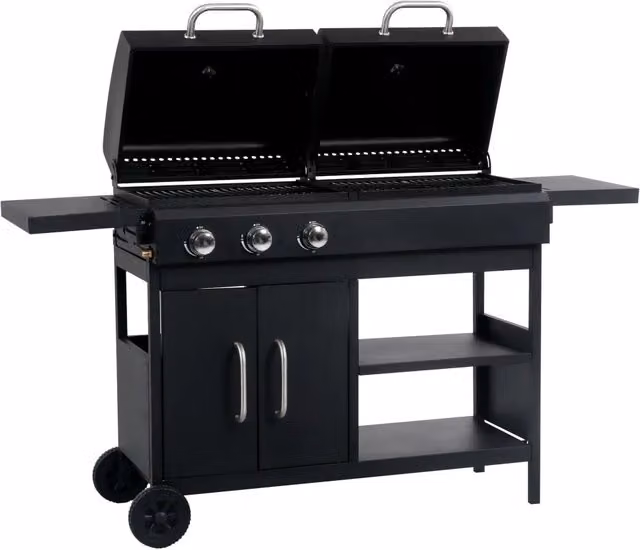 Barbecue Combinato Carbone e Gas 3 Fuochi 47388