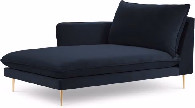 Chaise longue sinistra Vienna di Cosmopolitan Design in velluto blu scuro L/P/H: 130 x 95 x 95 cm