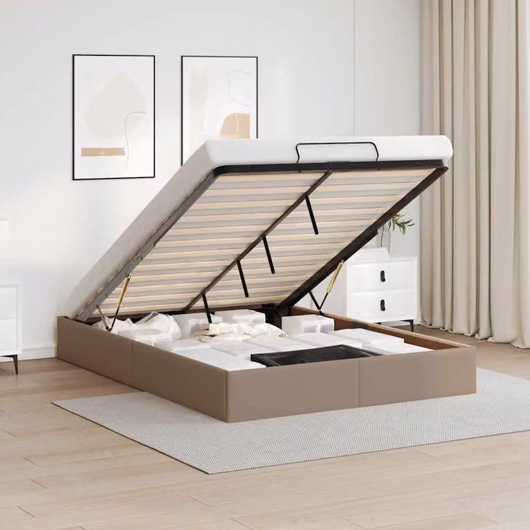 Struttura Letto con Contenitore a Sollevamento vidaXL in Similpelle Marrone L 140 x P 190 cm