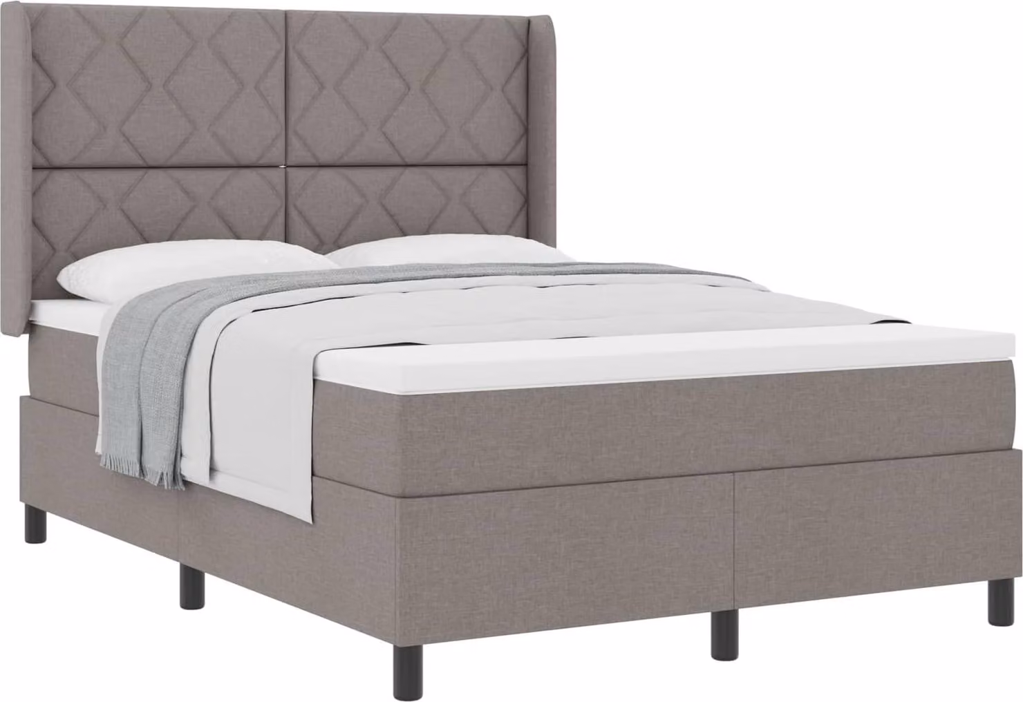 Letto a molle con materasso Taupe 140 x 190 cm in tessuto