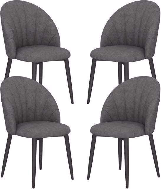Set di 4 sedie da pranzo 52x54x79 cm grigio scuro in acciaio, senza braccioli