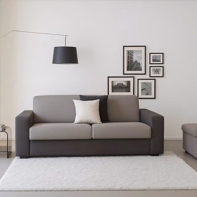 Divano a 2 posti Cianite TALAMO ITALIA, modello moderno in tessuto imbottito con braccioli slim, Grigio e Antracite, L: 180 cm, H: 90 cm, P: 95 cm