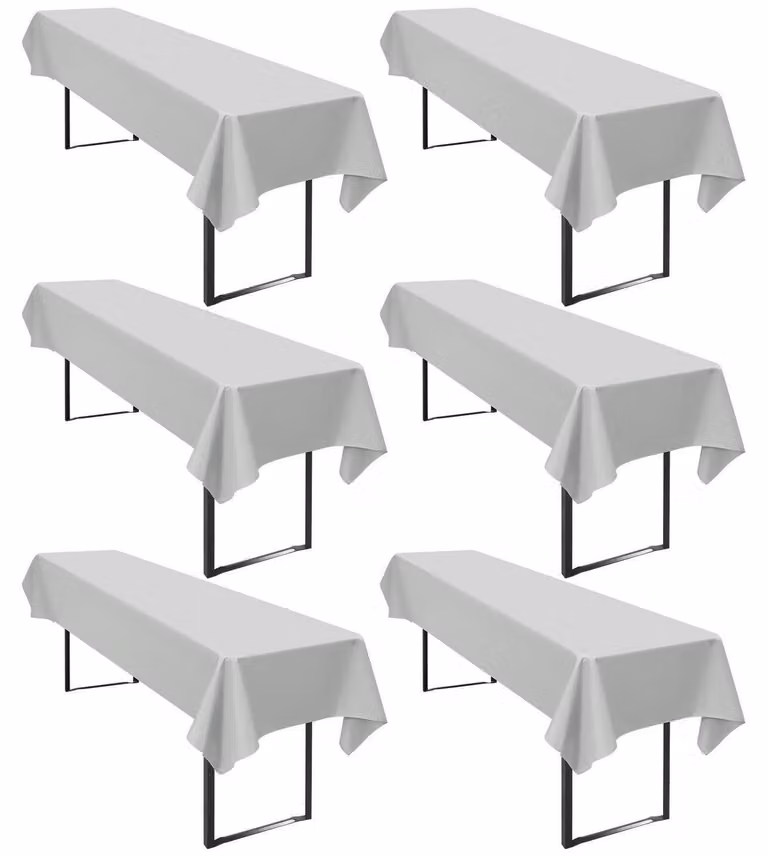 Tovaglia per birreria, set da 6 pezzi, 110 x 260 cm, grigia, in poliestere