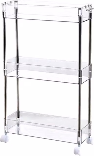 Carrello multifunzionale in acciaio inossidabile con ruote e ripiani trasparenti L/P/H: 80 x 60 x 40 cm
