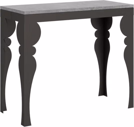 Consolle allungabile Paxor Evolution effetto cemento con telaio antracite L/P/H: 90 x 40/300 x 77 cm – 1