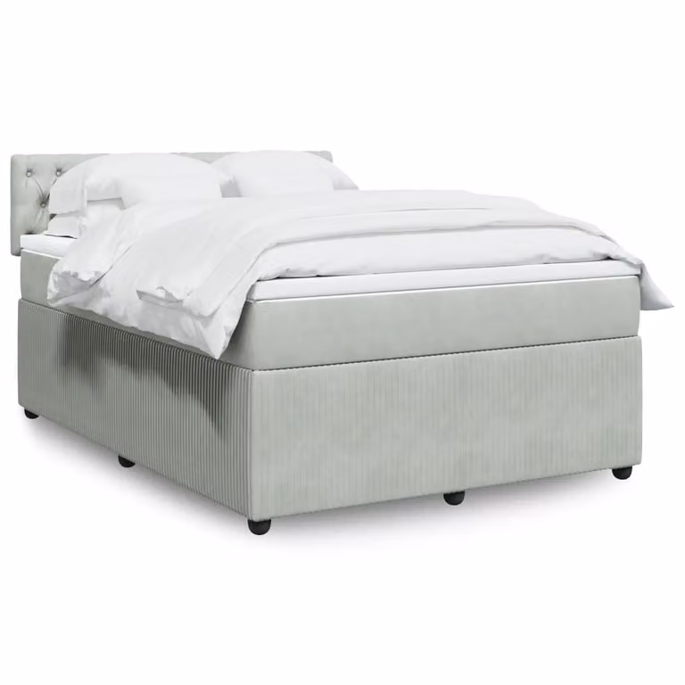 vidaXL Giroletto a Molle con Materasso in Velluto Grigio Chiaro L/P/H: 140 x 200 cm