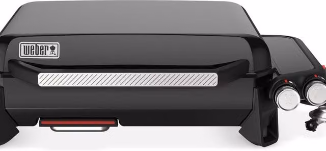Piastra a gas Weber Slate da 56 cm con 2 bruciatori in acciaio inossidabile ed enamellato, colore nero