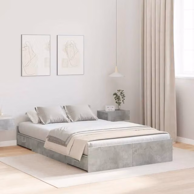 Struttura letto con contenitore Grigio cemento 120 x 200 cm 3335304