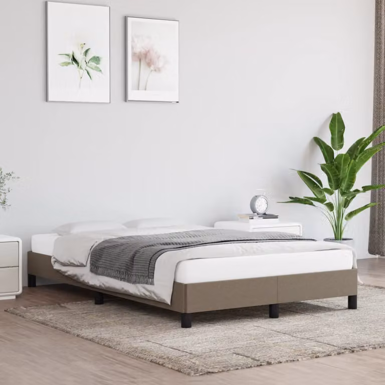Giroletto vidaXL in legno e tessuto beige per adulti L/P: 120 x 190 cm