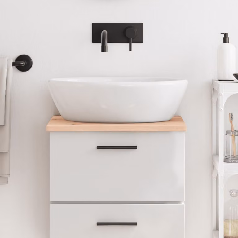 Piano da bagno vidaXL in legno massello non trattato, colore marrone, L 40 cm x P 40 cm x H 2 cm